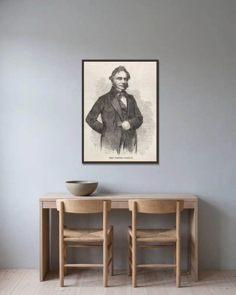 Henry Wadsworth Longfellow av Winslow Homer inramad på en vägg