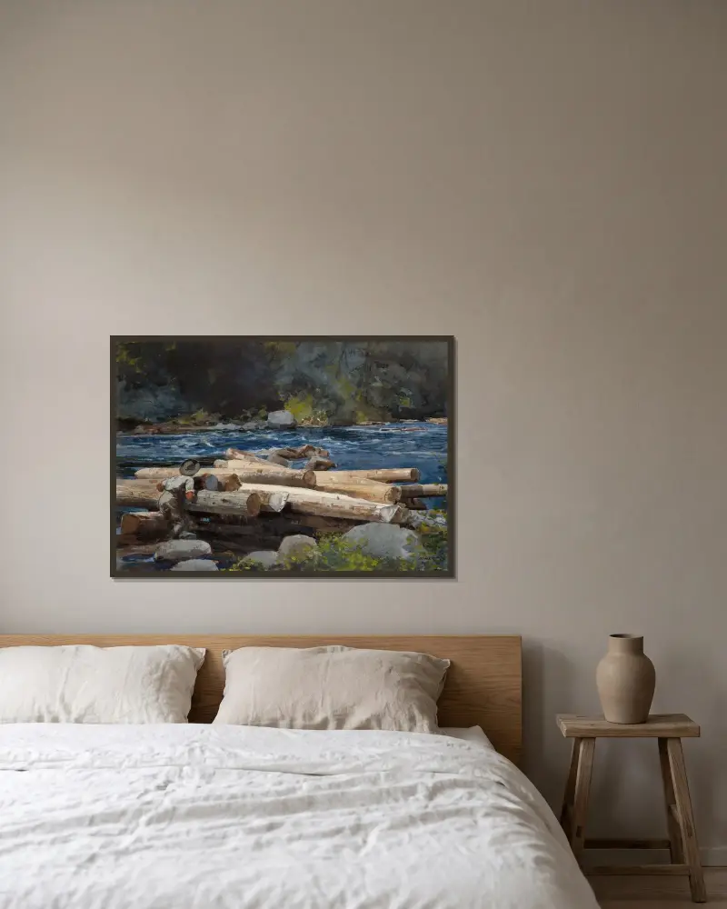 Hudson River von Winslow Homer gerahmt an einer Wand
