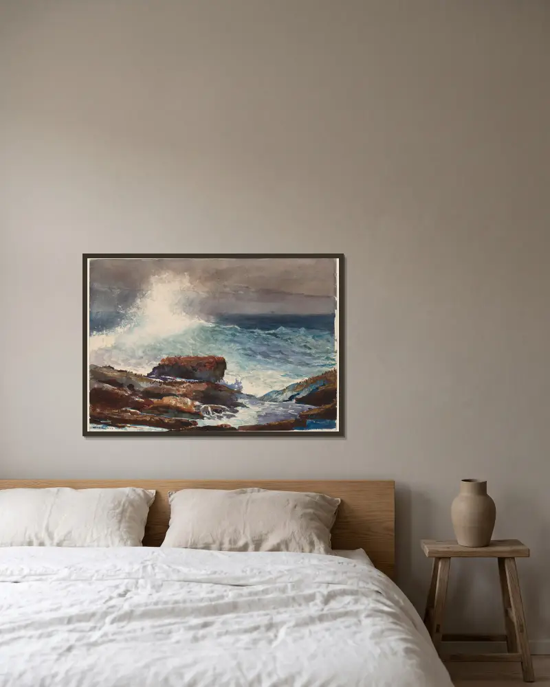 Inkommande tidvatten, Scarboro, Maine av Winslow Homer inramad på en vägg