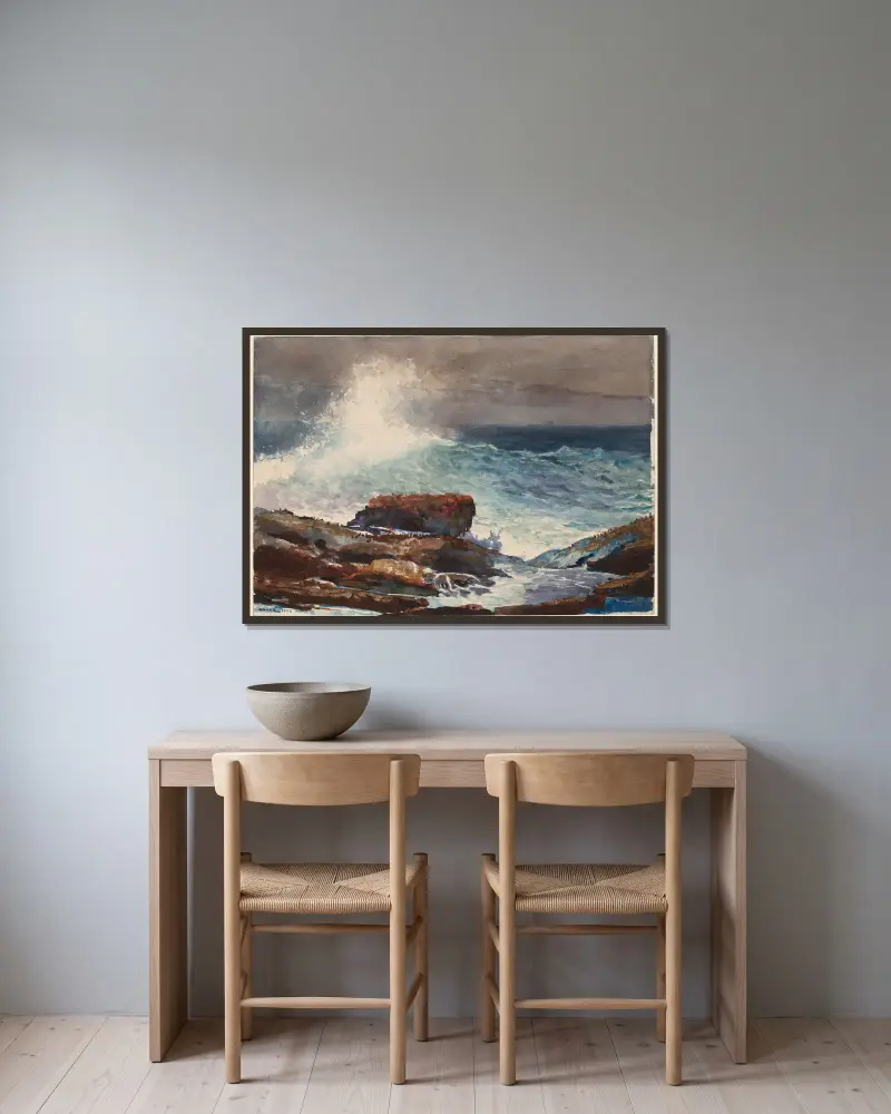 Inkommande tidvatten, Scarboro, Maine av Winslow Homer inramad på en vägg