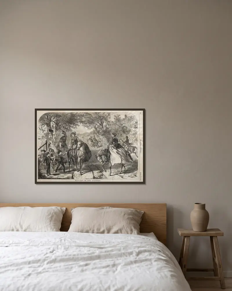 Första maj på landet av Winslow Homer inramad på en vägg