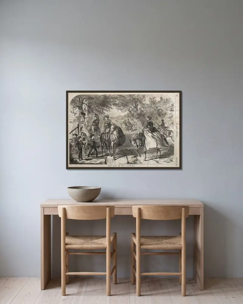 Första maj på landet av Winslow Homer inramad på en vägg