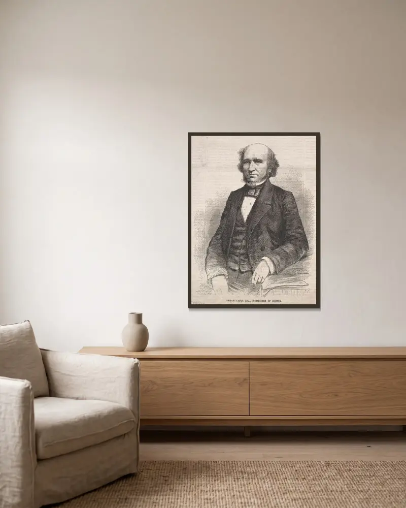 Nahum Capen, Esq., Postmeister von Boston von Winslow Homer gerahmt an einer Wand