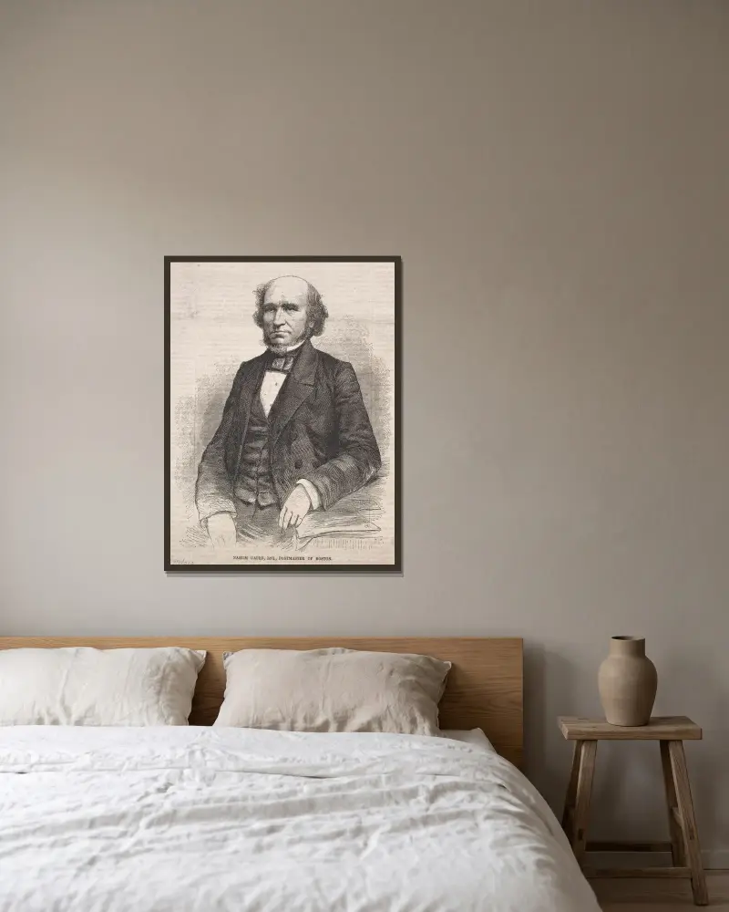 Nahum Capen, Esq., Postmeister von Boston von Winslow Homer gerahmt an einer Wand