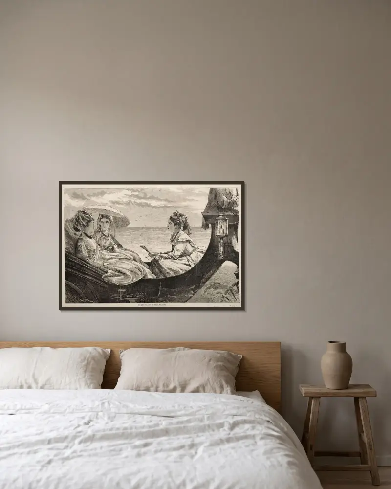 Am Strand von Long Branch von Winslow Homer gerahmt an einer Wand