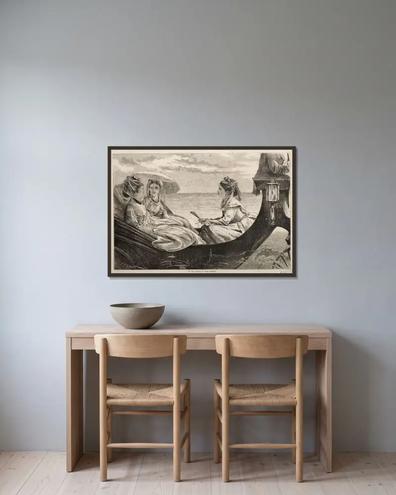Am Strand von Long Branch von Winslow Homer gerahmt an einer Wand
