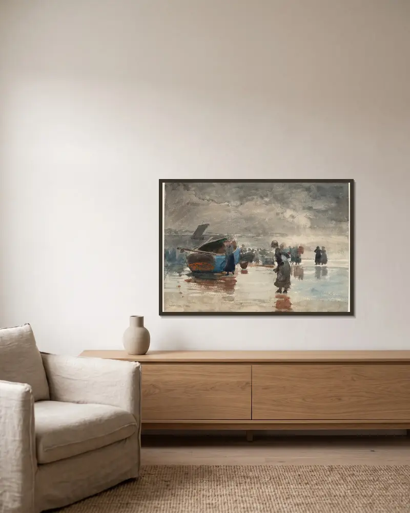 On the Sands av Winslow Homer inramad på en vägg
