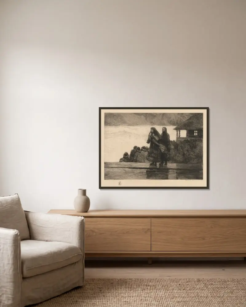 Havets faror av Winslow Homer inramad på en vägg