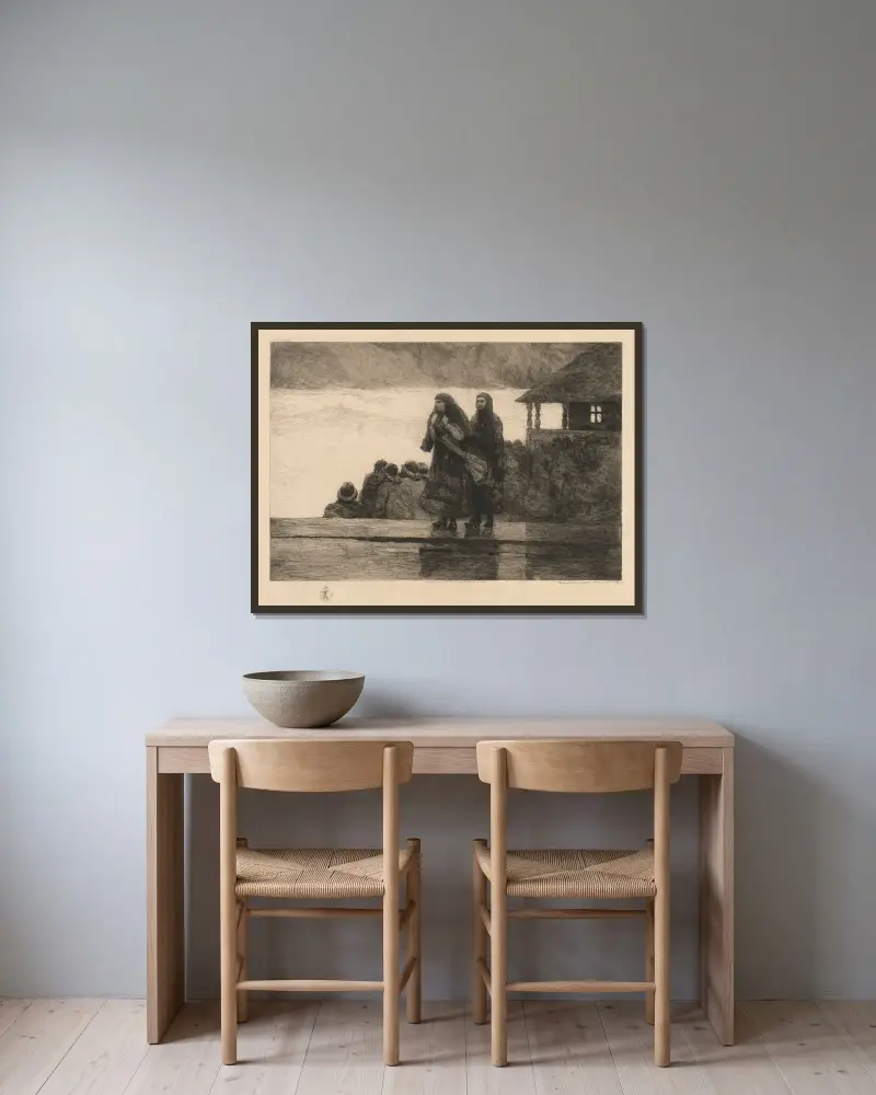 Havets faror av Winslow Homer inramad på en vägg
