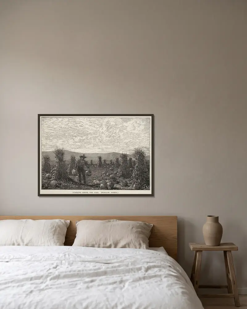 Pumpor bland majsen av Winslow Homer inramad på en vägg