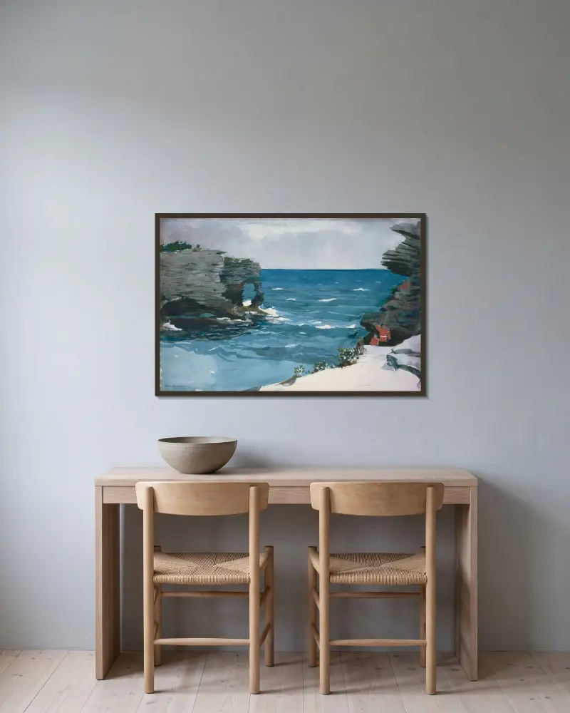 Rocky Shore, Bermuda av Winslow Homer inramad på en vägg