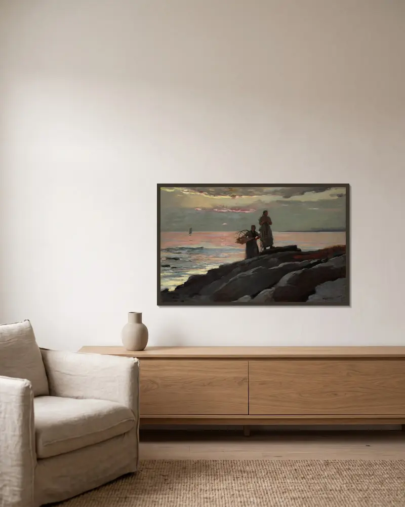 Saco Bay von Winslow Homer gerahmt an einer Wand