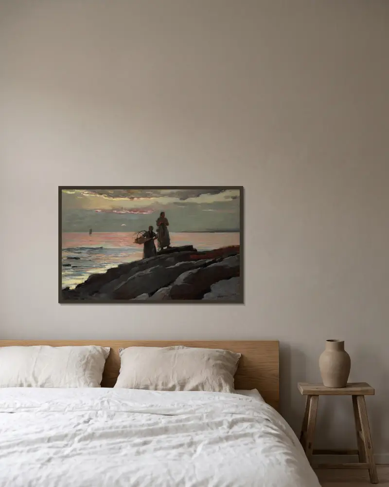 Saco Bay von Winslow Homer gerahmt an einer Wand