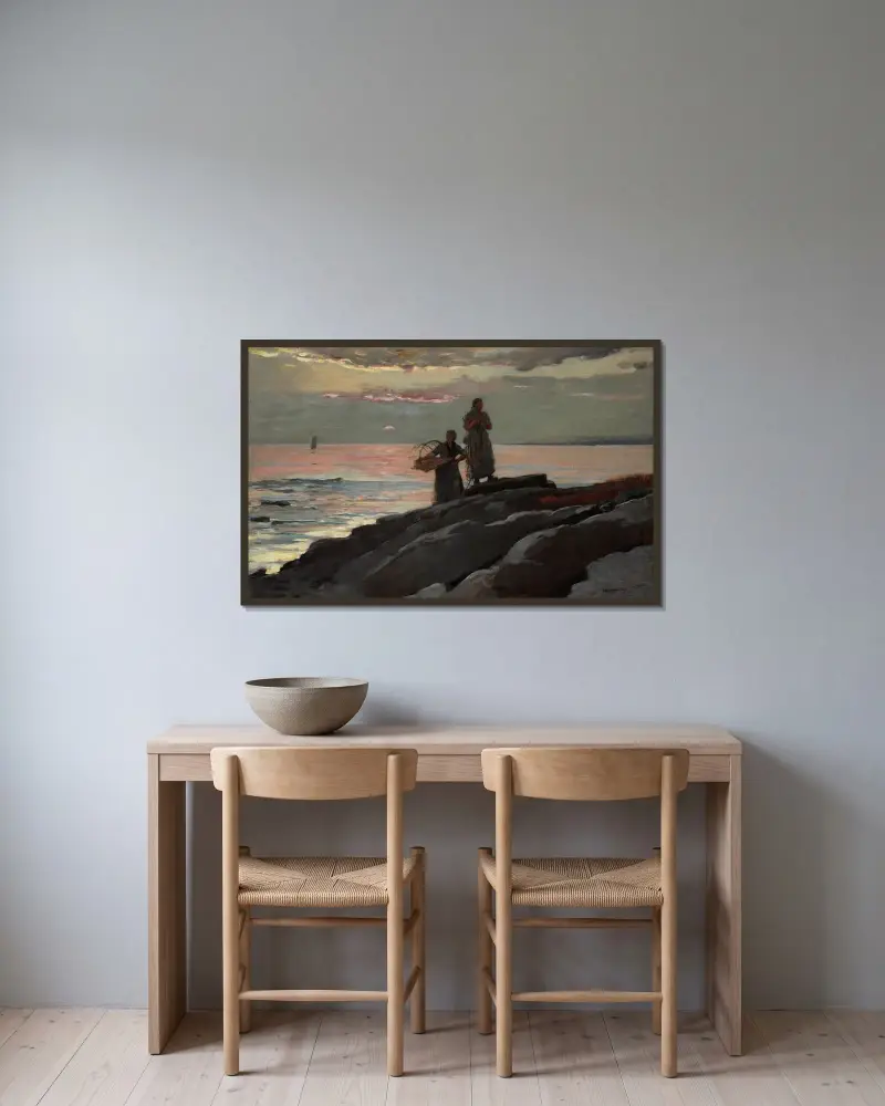 Saco Bay von Winslow Homer gerahmt an einer Wand