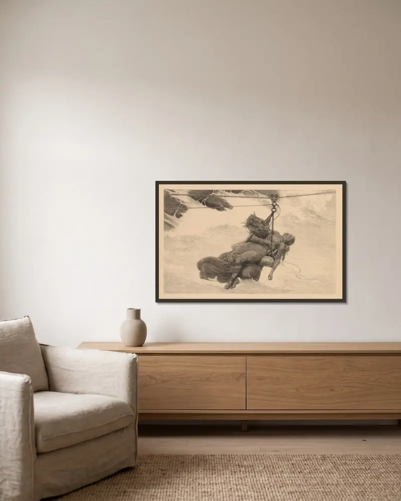 Saved av Winslow Homer inramad på en vägg