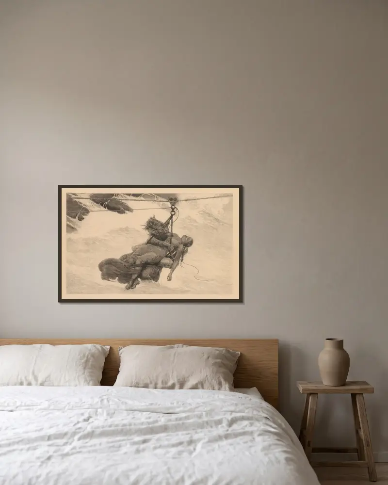 Saved av Winslow Homer inramad på en vägg