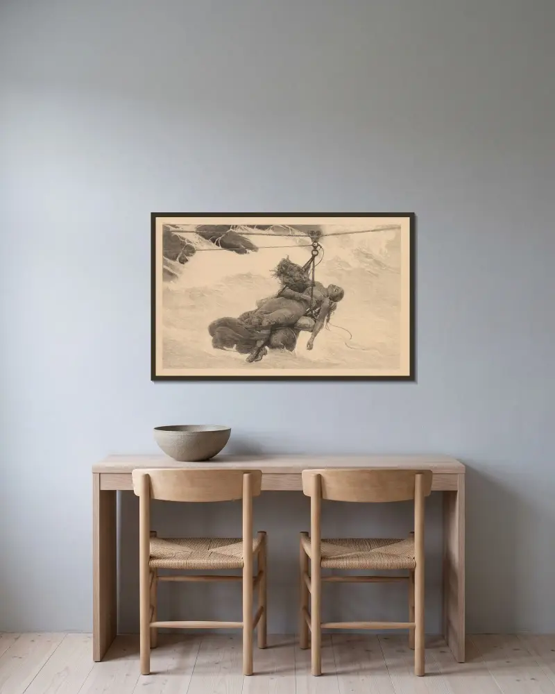 Saved av Winslow Homer inramad på en vägg