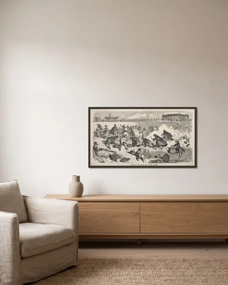Scen vid Back Bay-området, Boston av Winslow Homer inramad på en vägg