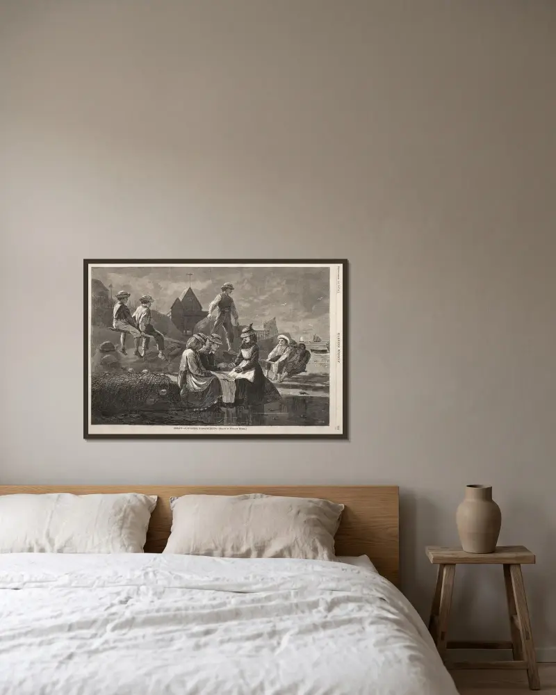 Gungbräda – Gloucester, Massachusetts av Winslow Homer inramad på en vägg