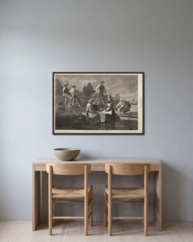 Gungbräda – Gloucester, Massachusetts av Winslow Homer inramad på en vägg