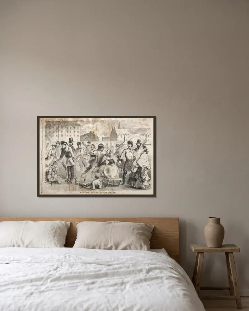 Schlittschuhlaufen in Boston von Winslow Homer gerahmt an einer Wand