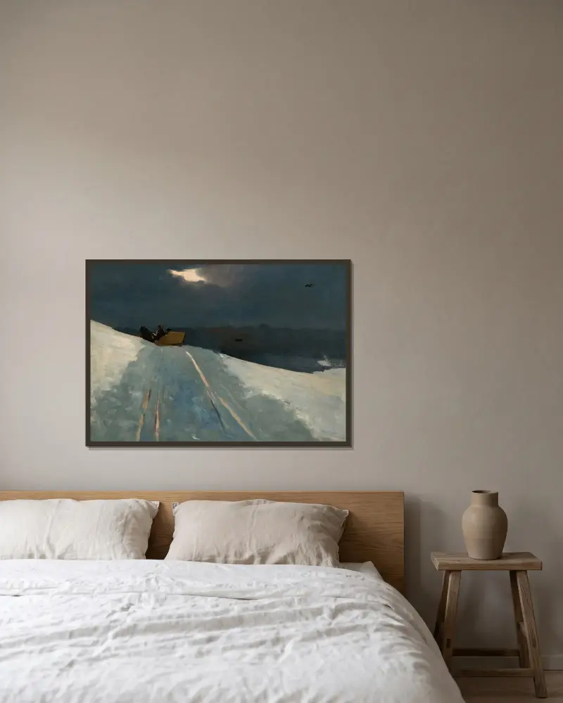 Sleigh Ride av Winslow Homer inramad på en vägg