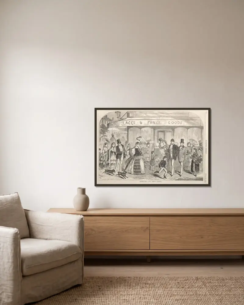 Frühling in der Stadt von Winslow Homer gerahmt an einer Wand