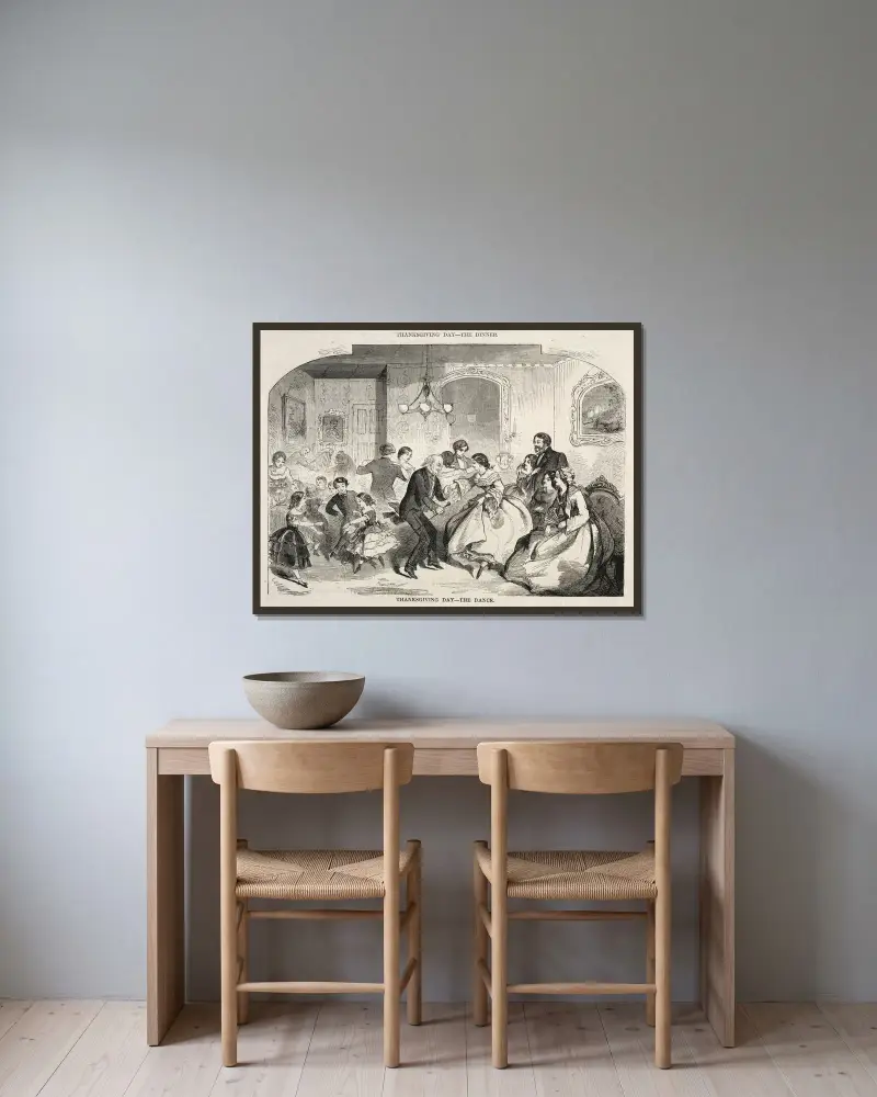 Tacksägelsedagen – dansen av Winslow Homer inramad på en vägg