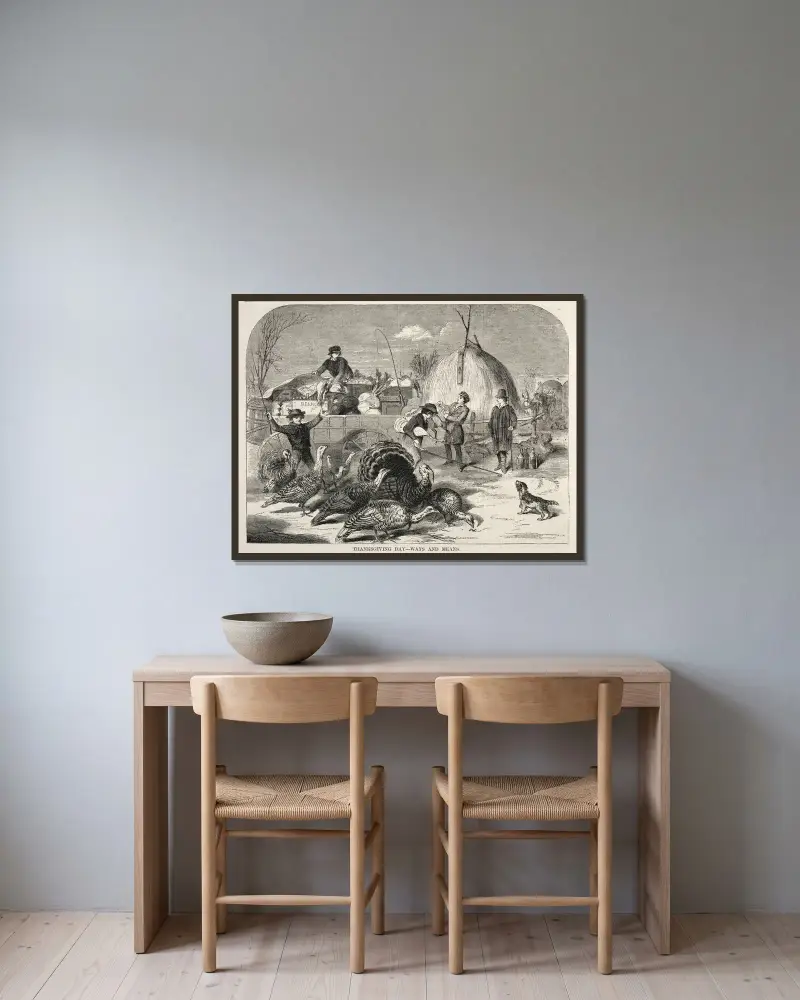 Dzień Dziękczynienia – Sposoby i środki, Winslow Homer w ramie na ścianie
