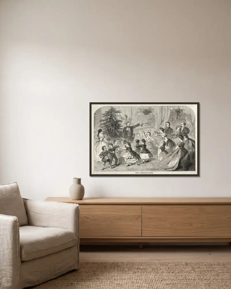 Der Weihnachtsbaum von Winslow Homer gerahmt an einer Wand
