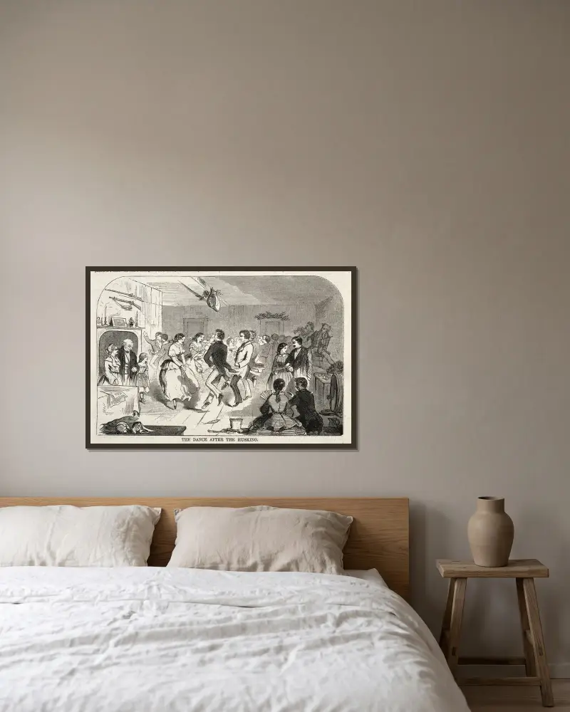 Dansen efter majsflätningen av Winslow Homer inramad på en vägg