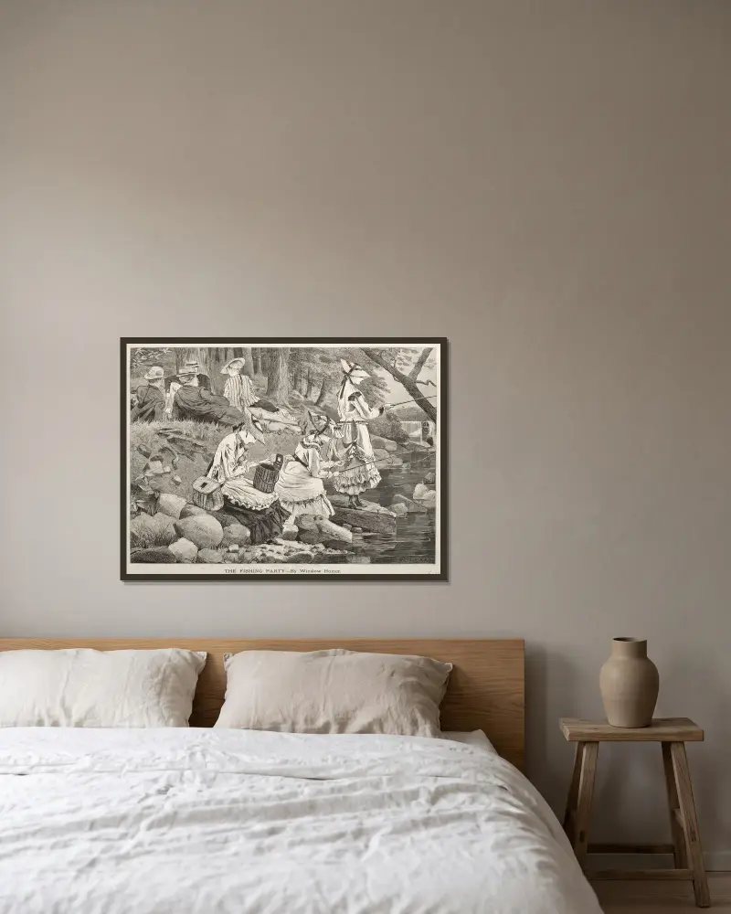 Fiskesällskapet av Winslow Homer inramad på en vägg
