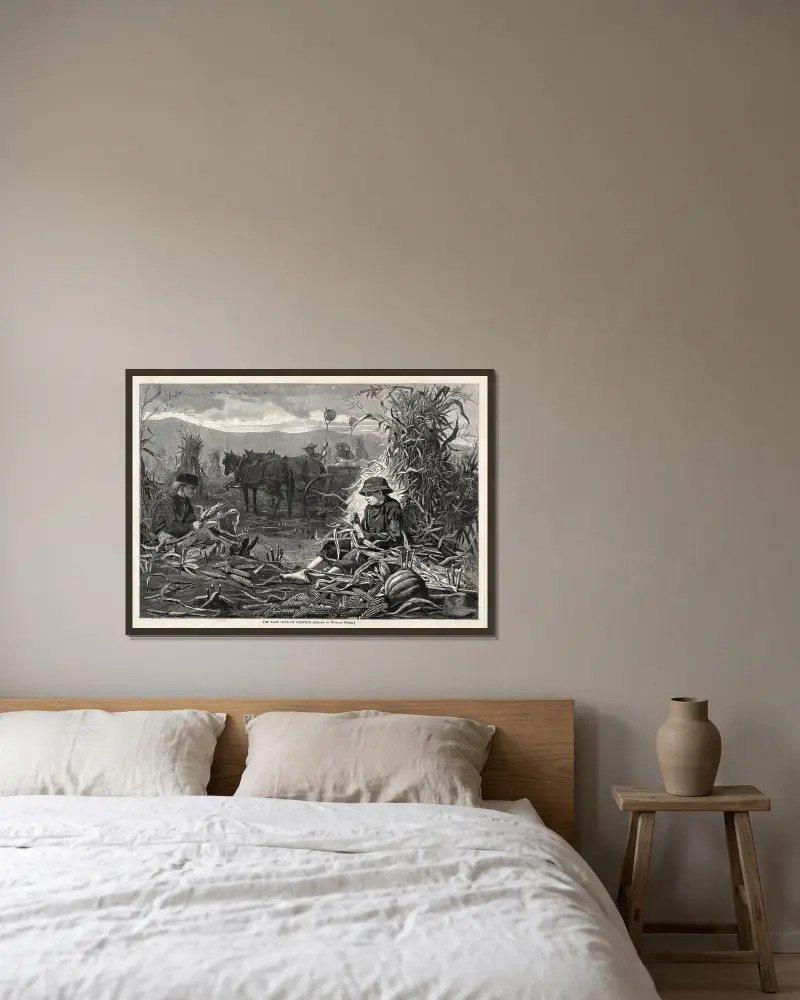 Skördens sista dagar av Winslow Homer inramad på en vägg