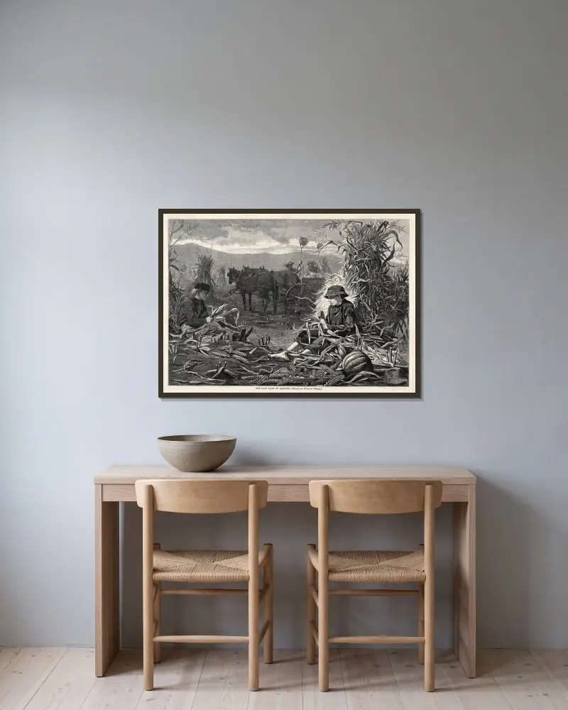 Skördens sista dagar av Winslow Homer inramad på en vägg