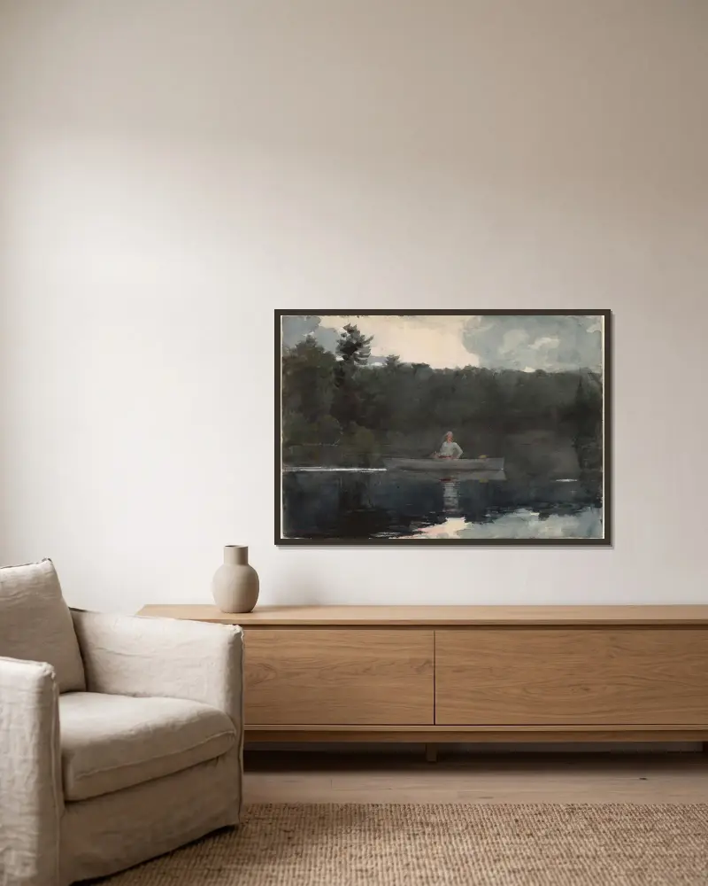 Den ensamme fiskaren av Winslow Homer inramad på en vägg