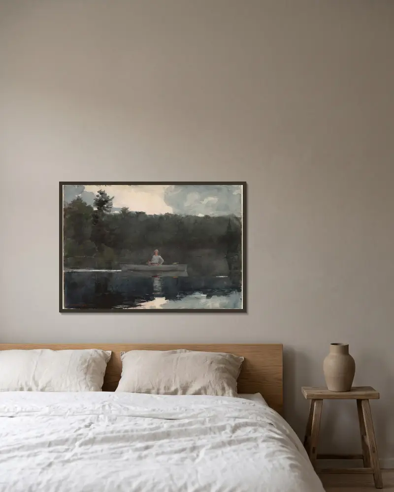 Den ensamme fiskaren av Winslow Homer inramad på en vägg