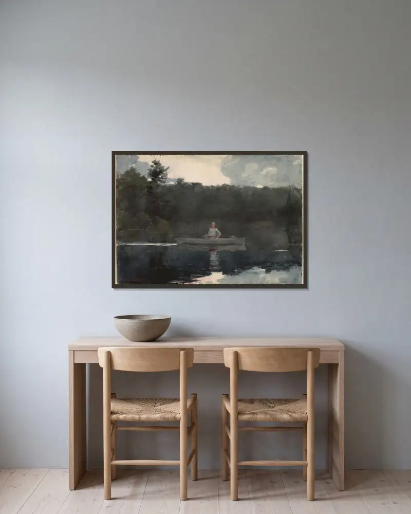Den ensamme fiskaren av Winslow Homer inramad på en vägg