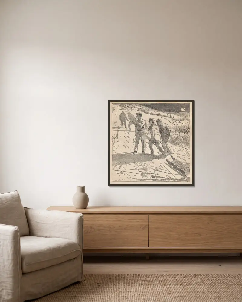 Pobřeží o půlnoci, Winslow Homer v rámu na stěně