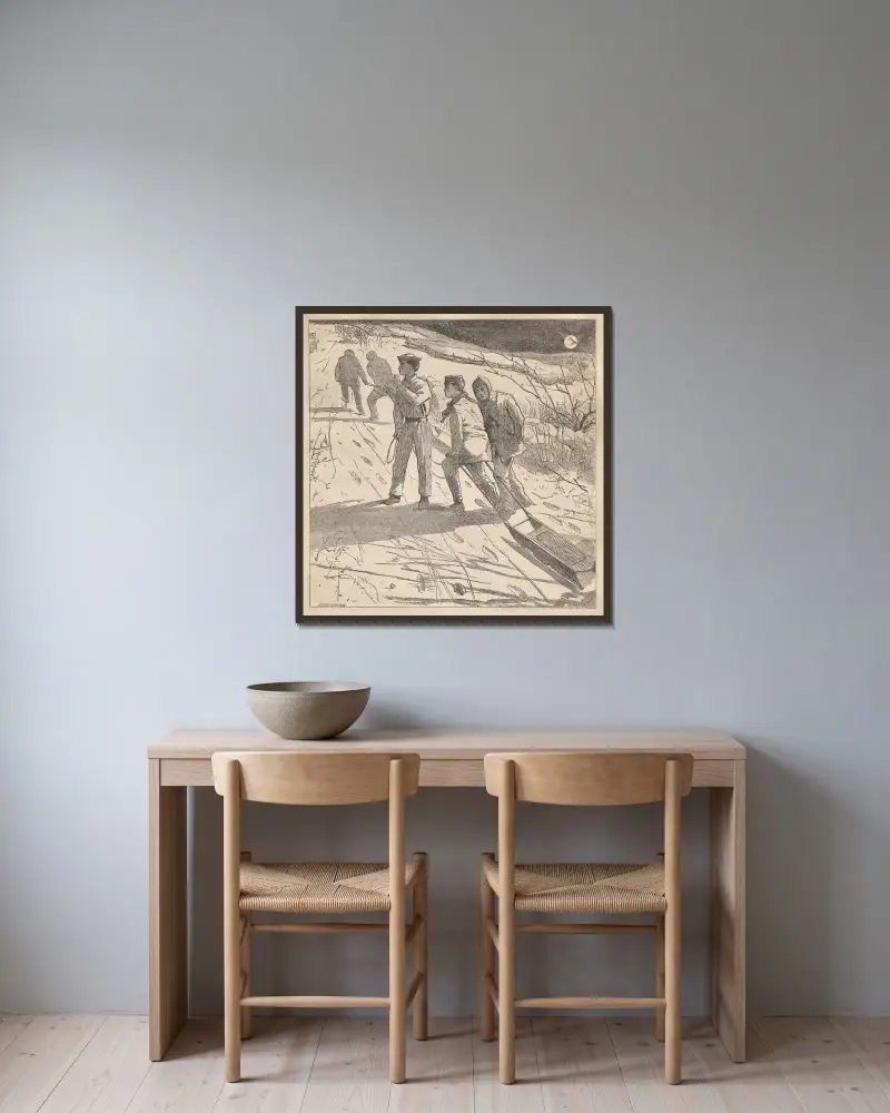 Pobřeží o půlnoci, Winslow Homer v rámu na stěně