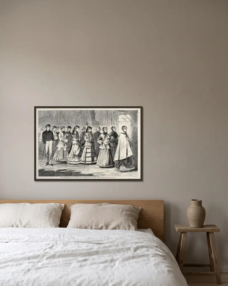 Morgonpromenaden – unga damers skolpromenad på avenyn av Winslow Homer inramad på en vägg