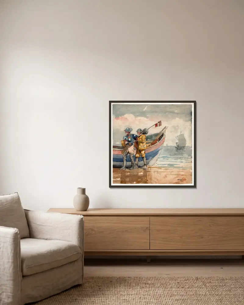 Návrat, Tynemouth, Winslow Homer v rámu na stěně