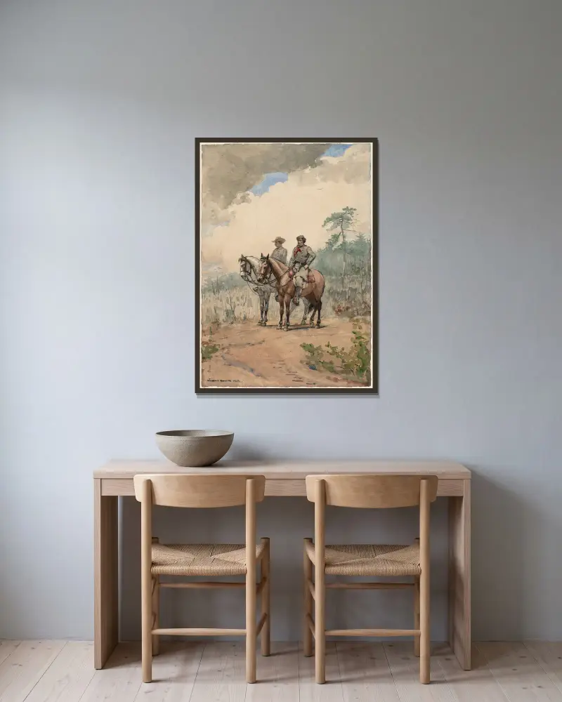 Two Scouts av Winslow Homer inramad på en vägg
