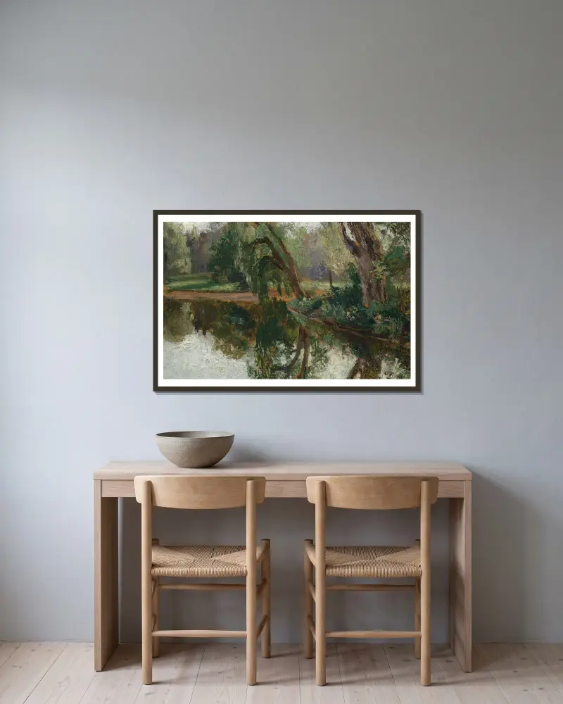 Aulandschaft av Olga Wisinger-Florian inramad på en vägg