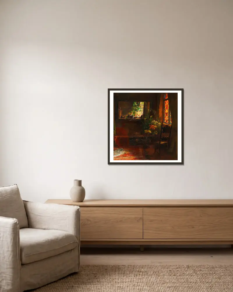 Mein Atelier av Olga Wisinger-Florian inramad på en vägg