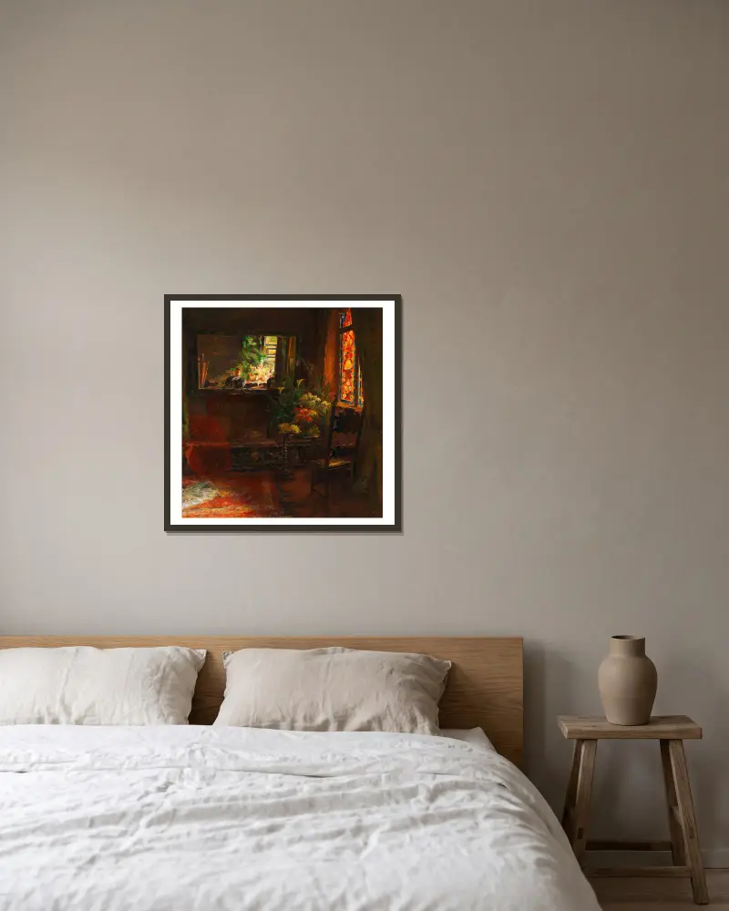 Mein Atelier av Olga Wisinger-Florian inramad på en vägg