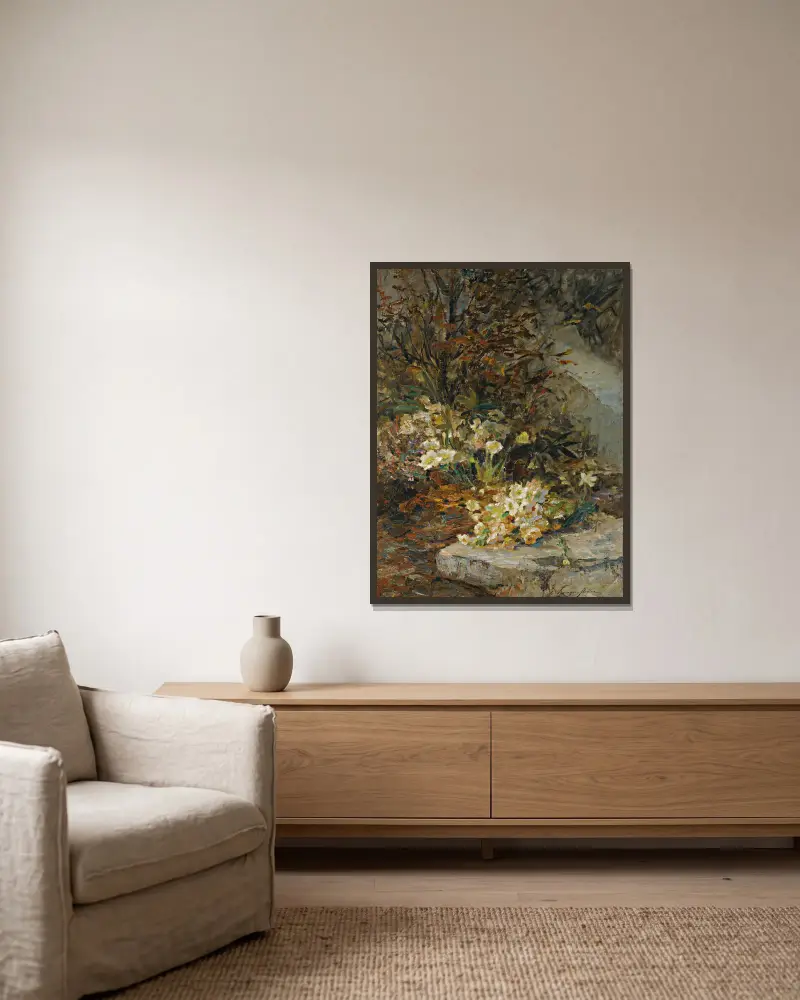 Čemeřice (Hellebores), Olga Wisinger-Florian v rámu na stěně