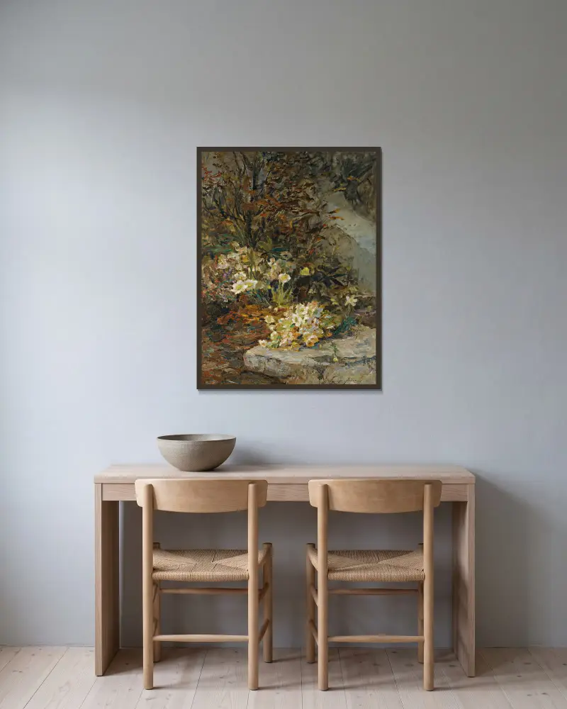 Čemeřice (Hellebores), Olga Wisinger-Florian v rámu na stěně