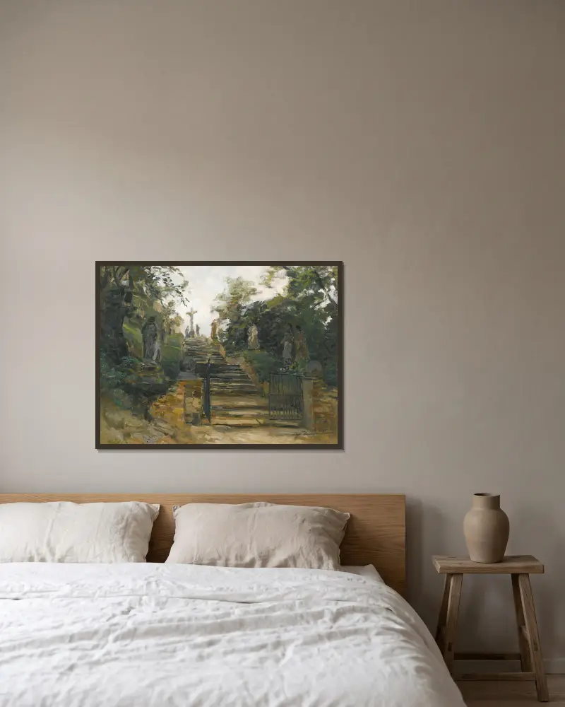 The Bisamberg Near Vienna av Olga Wisinger-Florian inramad på en vägg