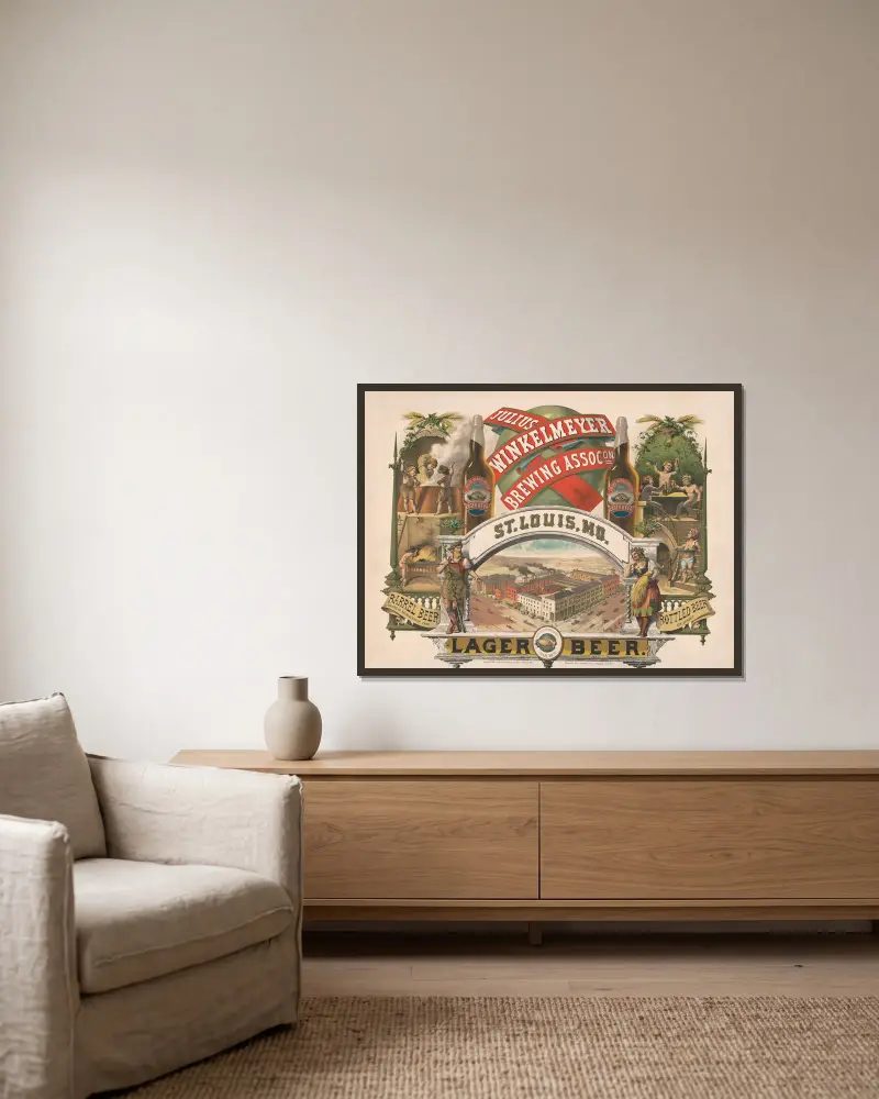Julius Winkelmeyer Brewing Assocon, St. Louis, MO., Lagerbier, 1880 – Nr. 2 von Wittemann Bros. gerahmt an einer Wand