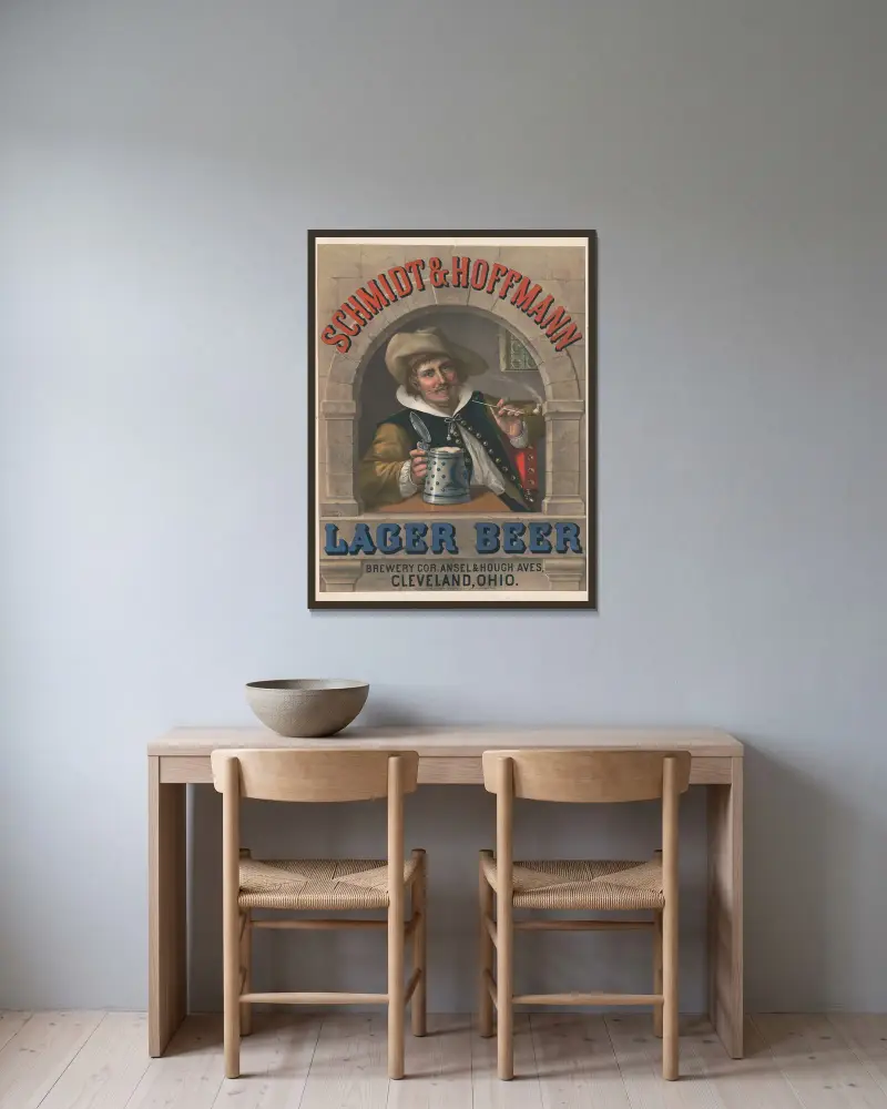Schmidt & Hoffmann lager beer, 1880 – Nr. 2, Wittemann Bros. w ramie na ścianie